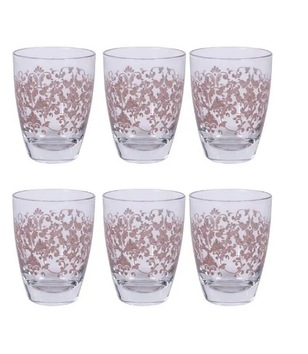 MAURY'S SET 6 BICCHIERI PRINCESS CON DECORO ROSA
