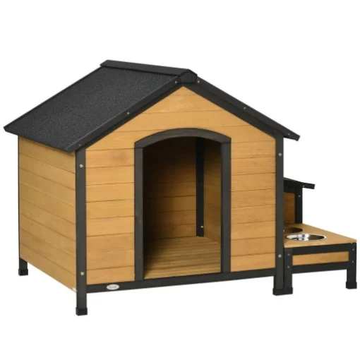 CUCCIA PER CANI TAGLIA MEDIA CON 2 PORTA CIOTOLE TETTO IN GUIANA 130X93X92CM - MAURY'S