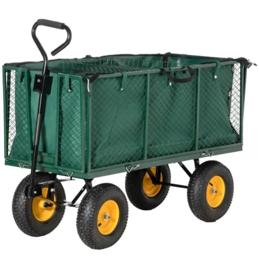 CARRELLO DA GIARDINO IN ACCIAIO CON PARETI LATERALI CAPIENZA 342L VERDE - MAURY'S
