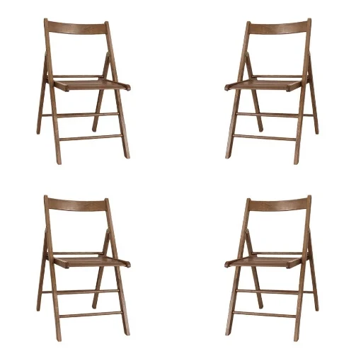 SET 4 SEDIE BIRRERIA PIEGHEVOLI IN LEGNO DI FAGGIO NOCE 70 X 43 X 43 CM - PROGARDEN