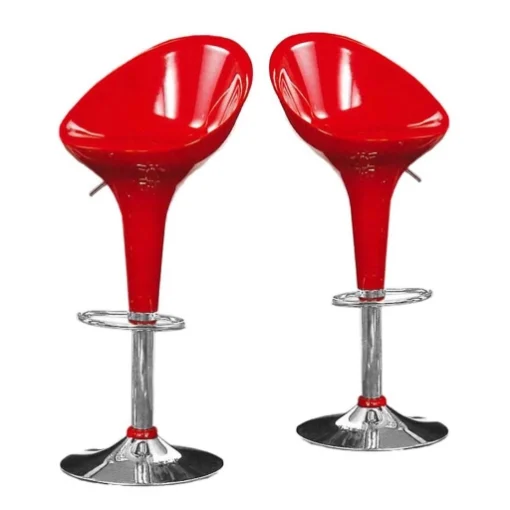 SET 2 SGABELLI KIEV AD ALTEZZA REGOLABILE 81-102 CM IN COLORE ROSSO LUCIDO