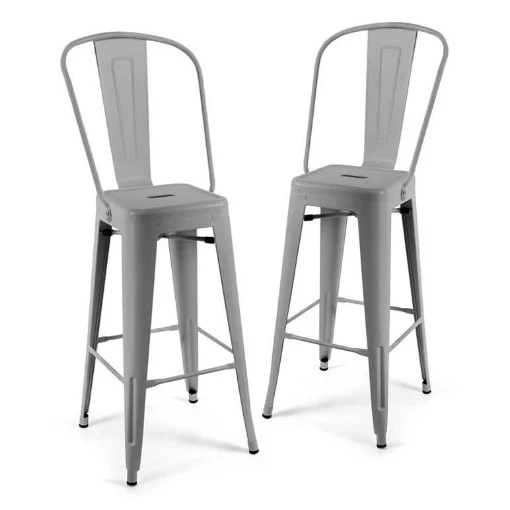 SET 2 SEDIE EDIMBURGO ALTE METALLICHE 42 X 42 X 76 CM COLORE GRIGIO SHABBY - MAURY'S