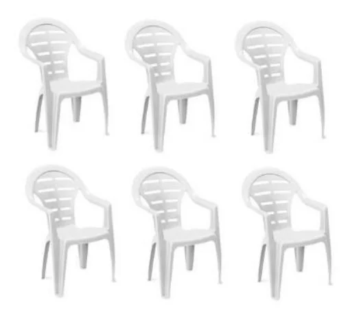 SET 6 SEDIE DA GIARDINO MOYO IN POLIPROPILENE COLORE BIANCO 54 X 56 X 81 CM - GDLC