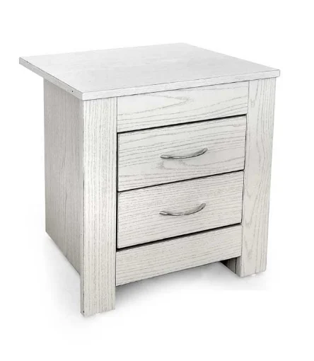 COMODINO MODERNO CON 2 CASSETTI 45 X 35 X 45 CM IN LEGNO BIANCO - MAURY'S