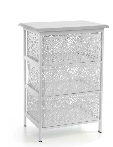 SAN JOSE CASSETTIERA IN METALLO BIANCO A 3 CASSETTI 42 X 31 XH60 CM - MAURY'S