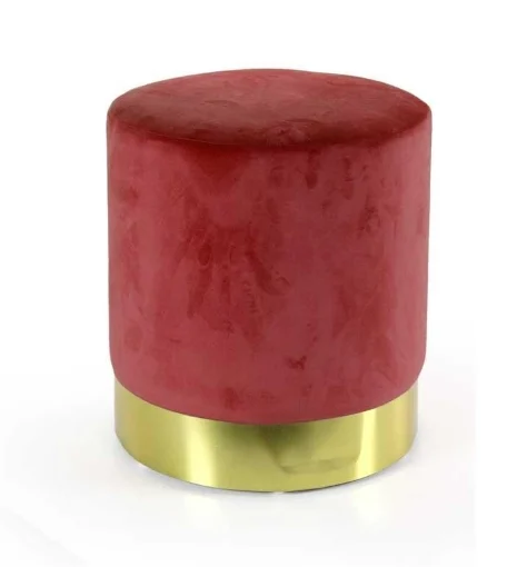 POUF VELLUTATO CON FONDO ORO 40X41CM IN COLORE BORDEAUX - MAURY'S