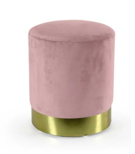 POUF VELLUTATO CON FONDO ORO 40X41CM IN COLORE ROSA ANTICO - MAURY'S