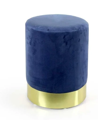 POUF VELLUTATO CON FONDO ORO 40X41CM IN COLORE BLU - MAURY'S