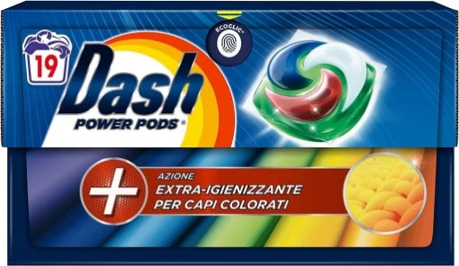 DASH PODS DETERSIVO PER LAVATRICE DA 19 LAVAGGI IGIENE E COLORE