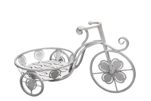 PORTAVASO DA ARREDO CON DESIGN A BICICLETTA IN METALLO 59X29X31CM BIANCO - MAURY'S