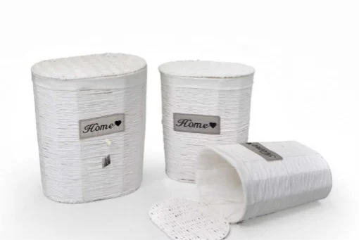 SET 3 CESTE OVALI PORTABIANCHERIA HOME 54/49/44 IN COLORE BIANCO - MAURY'S