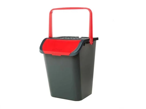 PATTUMIERA ECOLOGIC 35 LITRI CON MANICO E SPORTELLO ROSSA - ECOPLAST