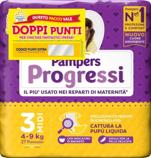 PANNOLINI PAMPERS PROGRESSI MUTANDINO 27 PEZZI NEW MIDI TAGLIA 3