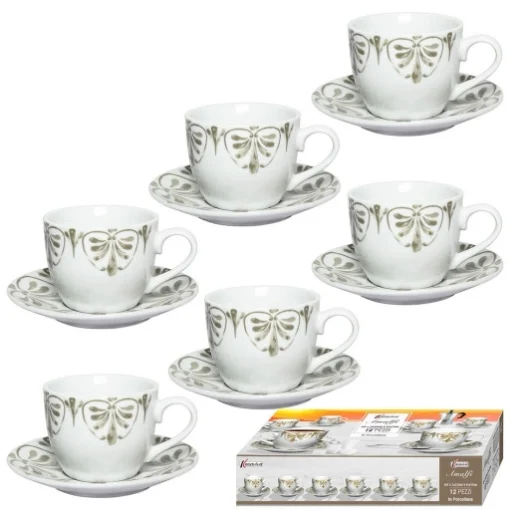 AMALFI SET DI 6 TAZZINE CON PIATTINO IN PORCELLANA DESIGN TORTORA - MAURY'S