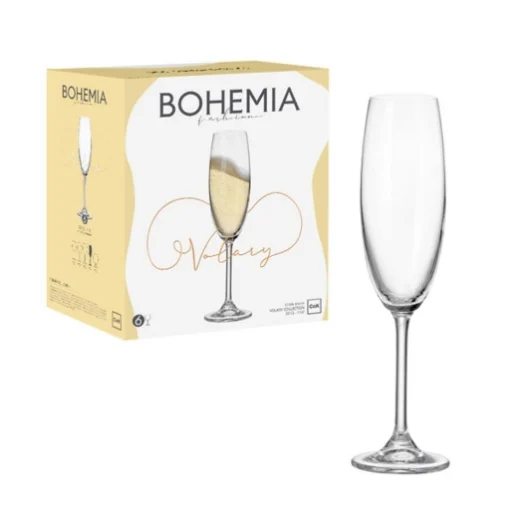 BOHEMIA SET DI 6 CALICI FLUTE IN VETRO DA 22CL - MAURY'S