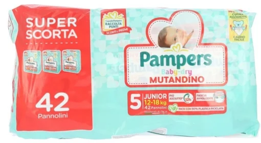 PANNOLINI PAMPERS BABY DRY MUTANDINO CONFEZIONE DA 42 PEZZI NEW JUNIOR TAGLIA 5