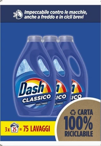 DASH DETERSIVO LAVATRICE TRIPACCO 25 LAVAGGI X3 CLASSICO