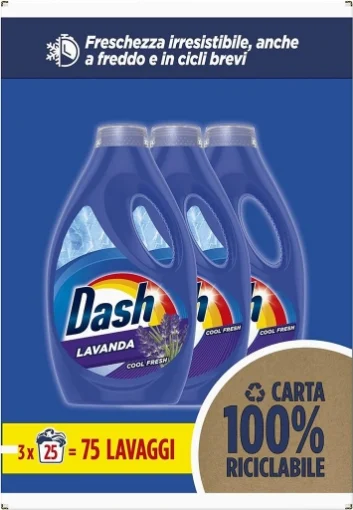 DASH DETERSIVO LAVATRICE TRIPACCO 25 LAVAGGI X3 ALLA LAVANDA