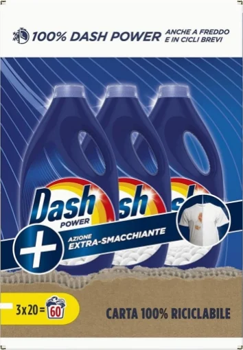 DASH LIQUIDO LAVATRICE TRIPACCO POWER EXTRA SMACCHIANTE 20 LAVAGGI X3