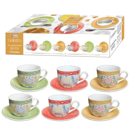 MAURY'S TAORMINA SET DI 6 TAZZINE CON PIATTINO MULTICOLORE