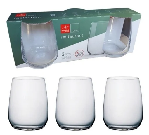 BORMIOLI RESTAURANT TRIS DI BICCHIERI PER ACQUA IN VETRO DA 43 CC - BORMIOLI ROCCO