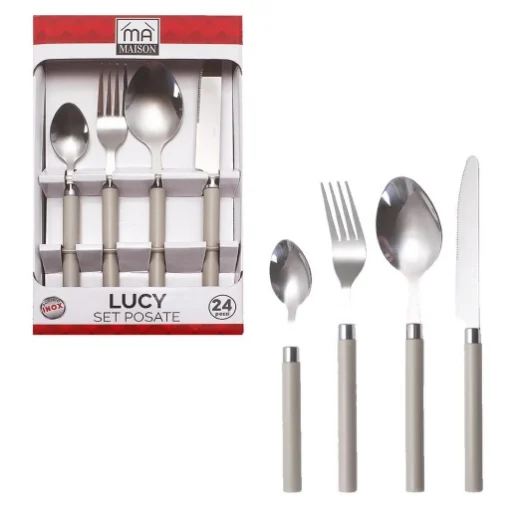 MAURY'S SET POSATE LUCY IN CONFEZIONE DA 24 PEZZI IN COLORE TORTORA - MA MAISON