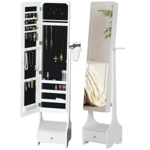ARMADIO PORTAGIOIE CON SPECCHIO E LUCI A LED REGOLABILI CON INTERRUTTORE TOUCH - MAURY'S