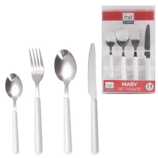 MAURY'S SET POSATE MARY IN CONFEZIONE DA 24 PEZZI IN COLORE BIANCO - MA MAISON
