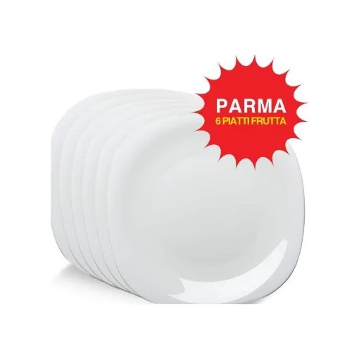 6 PIATTI PICCOLI LINEA PARMA ROCCO BORMIOLI IN OPALGLASS BIANCO QUADRATO 19 CM - BORMIOLI ROCCO