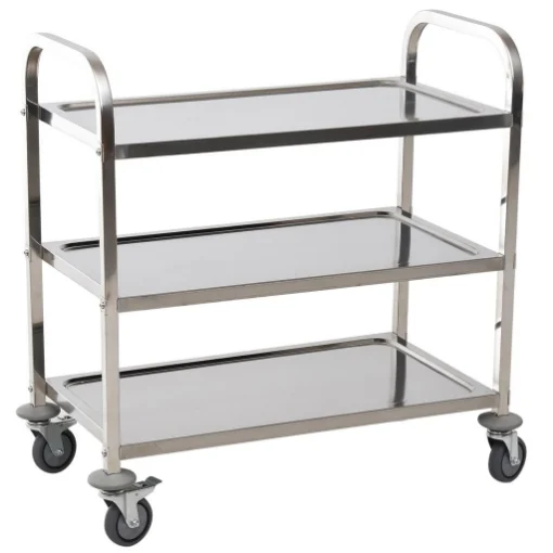 CARRELLO CUCINA PORTAVIVANDE CON RUOTE SCAFFALE CUCINA 3 RIPIANI IN ACCIAIO INOX 85X45X90CM - MAURY'S