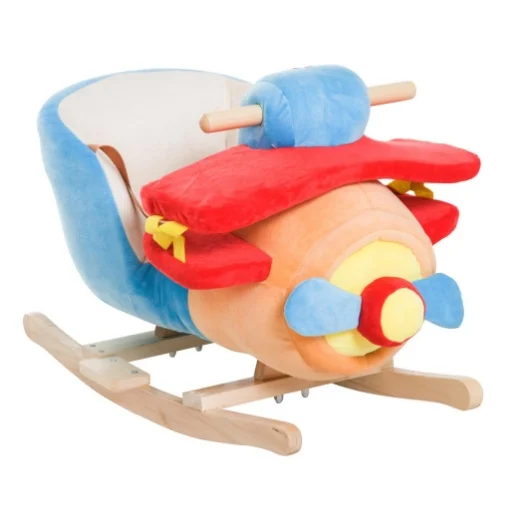AEROPLANO A DONDOLO IN PELUCHE MORBIDO IMBOTTITO E LEGNO MASSELLO CON CINTURA DI SICUREZZA - MAURY'S