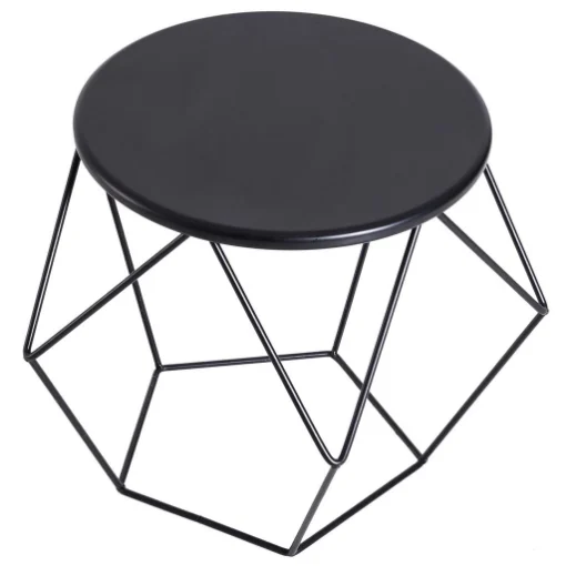 TAVOLINO GEOMETRICO DI DESIGN IN ACCIAIO, NERO, 54X54X44CM - MAURY'S