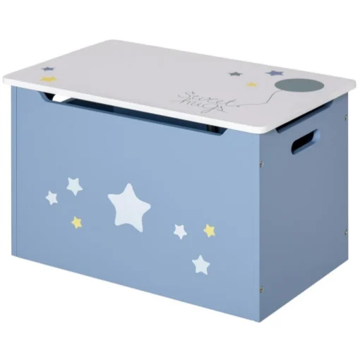 CASSAPANCA BAULE PORTAGIOCHI IN LEGNO BLU E BIANCO PER CAMERETTA BAMBINI - MAURY'S