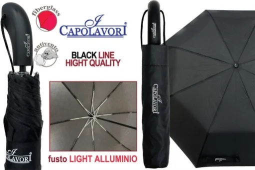 CAPOLAVORI OMBRELLO IN ALLUMINIO LIGHT PER UOMO COLORE NERO - MAURY'S