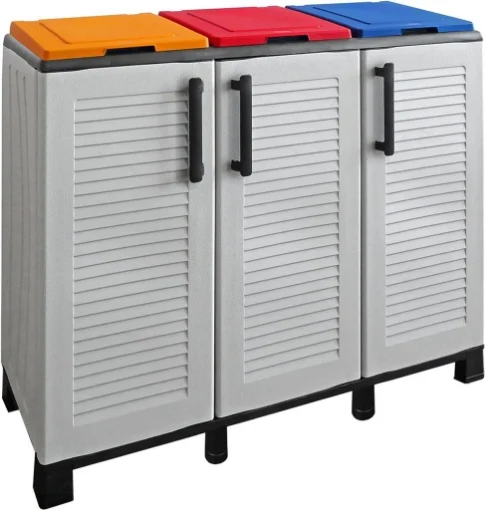 ARMADIO PATTUMIERA BASSO IN PLASTICA 3 SCOMPARTI DIMENSIONI 102X37XH 90 CM - ART PLAST