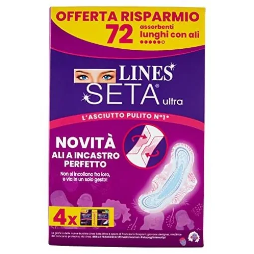 LINES SETA ULTRA ASSORBENTI LUNGO CON ALI 72PZ