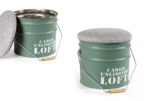 POUF VERDE CON STRUTTURA IN METALLO 30X25 CM - MAURY'S