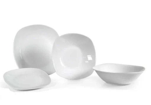 SERVIZIO DI PIATTI DA TAVOLA BIANCO 19 PEZZI CON INSALATIERA DESIGN QUADRATO - MAURY'S