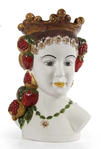 MAURY'S VASO DECORATIVO TESTA DI MORO DONNA IN CERAMICA COLORATA 22X40 CM