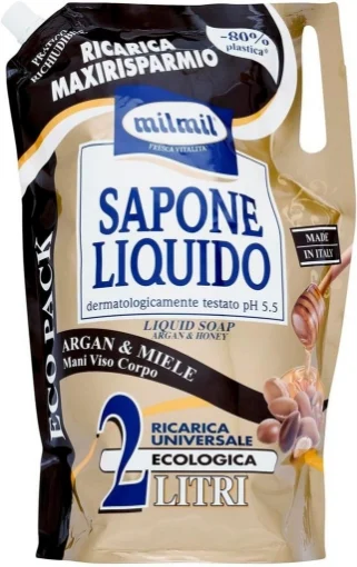 MILMIL SET 4 PZ SAPONE LIQUIDO RICARICA MAXIRISPARMIO 2LT ARGAN & MIELE - MIL MIL