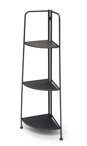ANGOLIERA A SCAFFALE IN METALLO NERO 49X34X116 CM CON 3 RIPIANI - MAURY'S