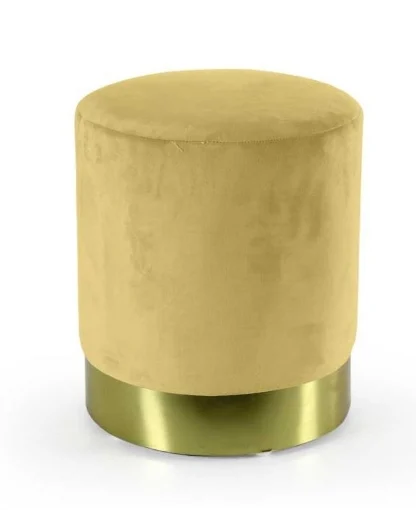 POUF DA ARREDO VELLUTATO TONDO CON FONDO ORO 40X41 CM COLORE SENAPE - MAURY'S