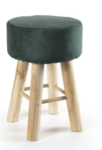 SGABELLO TONDO CON SEDUTA IN VELLUTO 28 X H41 CM IN COLORE VERDE - MAURY'S