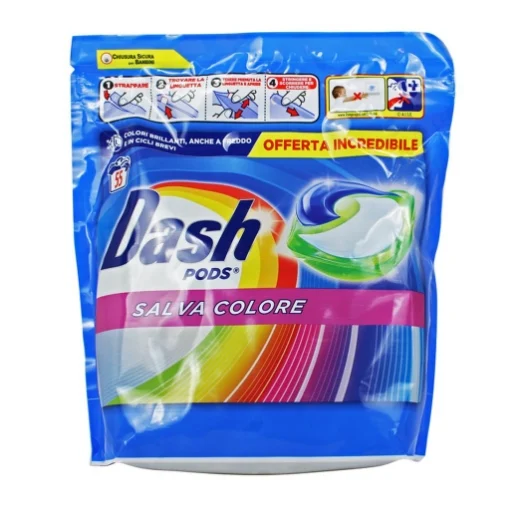 DASH PODS CAPSULE DI DETERSIVO DA 55 LAVAGGI FORMATO SALVA COLORE
