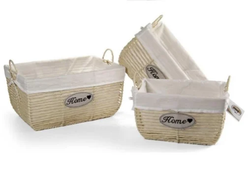SET 3 CESTE DA BAGNO IN COLORE BEIGE 42/37/31 CM IN TESSUTO - MAURY'S