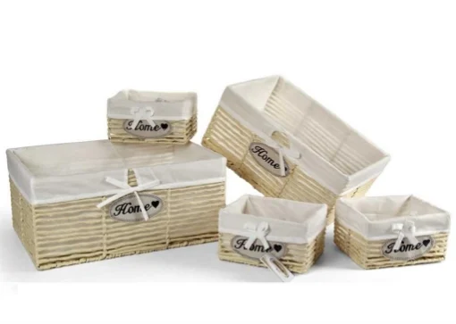SET 5 CESTE IN TESUTO 44/39/22 CM DI COLORE BEIGE - MAURY'S