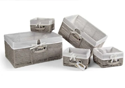 SET 5 CESTE IN TESUTO 44/39/22 CM DI COLORE GRIGIO - MAURY'S