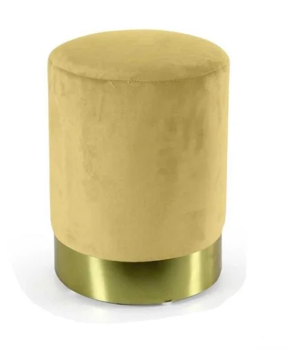 POUF DA ARREDO VELLUTATO TONDO CON FONDO ORO 32X 37CM COLORE SENAPE - MAURY'S