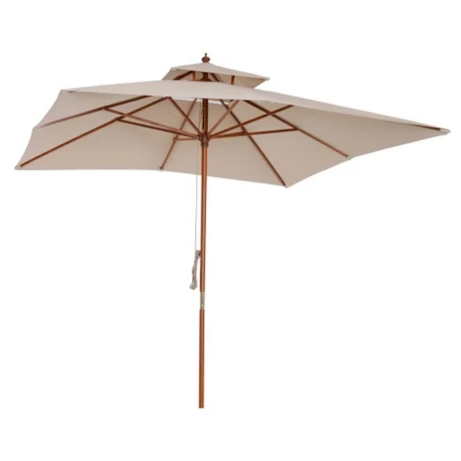 OMBRELLONE PARASOLE DOPPIO TETTO DA GIARDINO 3 X 3 M CREMA BAMBÙ - MAURY'S