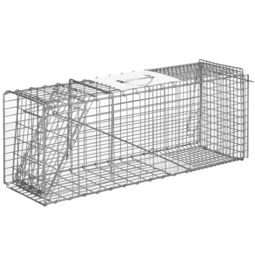 GABBIA TRAPPOLA PER ANIMALI VIVI PIEGHEVOLE IN ACCIAIO, 81X26X34.5CM, ARGENTO - MAURY'S